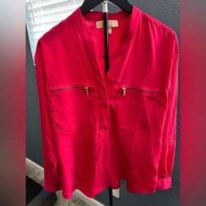 Michael Kors Fuchsia Blouse with Gold Zippers
